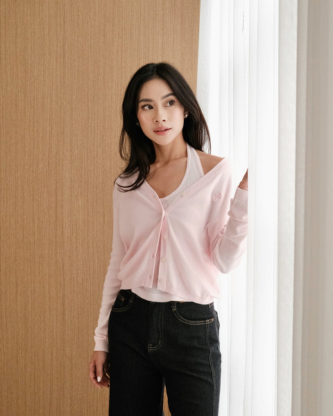 AYLA TOP & CARDIGAN SOFT PINK