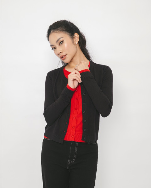 WARNA CARDIGAN BLACK RED