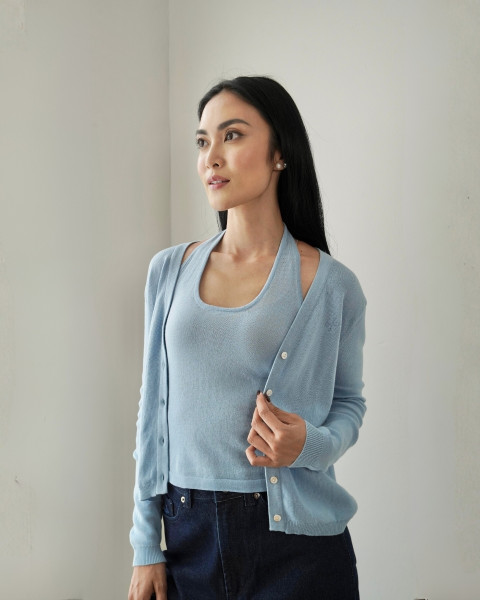 AYLA TOP & CARDIGAN BLUE