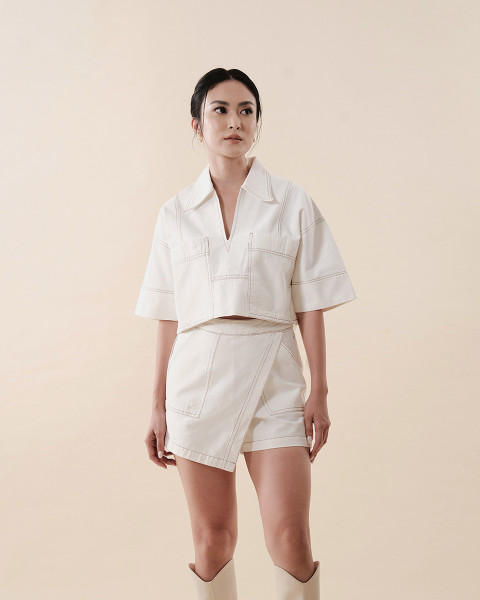Seminggu Denim Top Off White