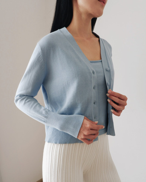 ANYA TOP & CARDIGAN BLUE