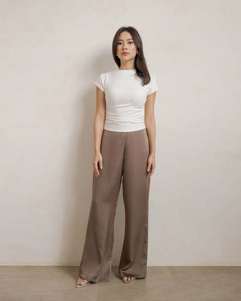 SERI SATIN PANTS BROWN