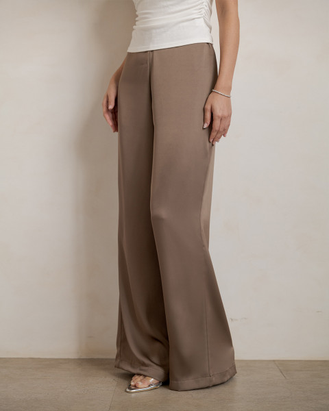 SERI SATIN PANTS BROWN