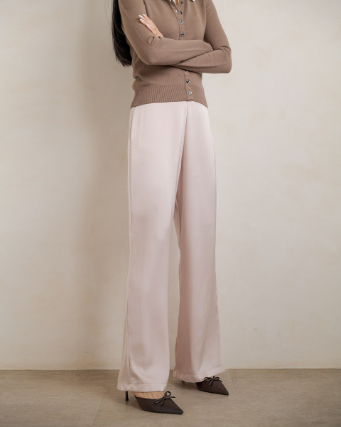 SERI SATIN PANTS NUDE PINK