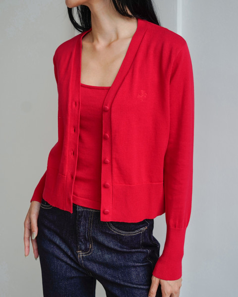 ANYA TOP & CARDIGAN RED